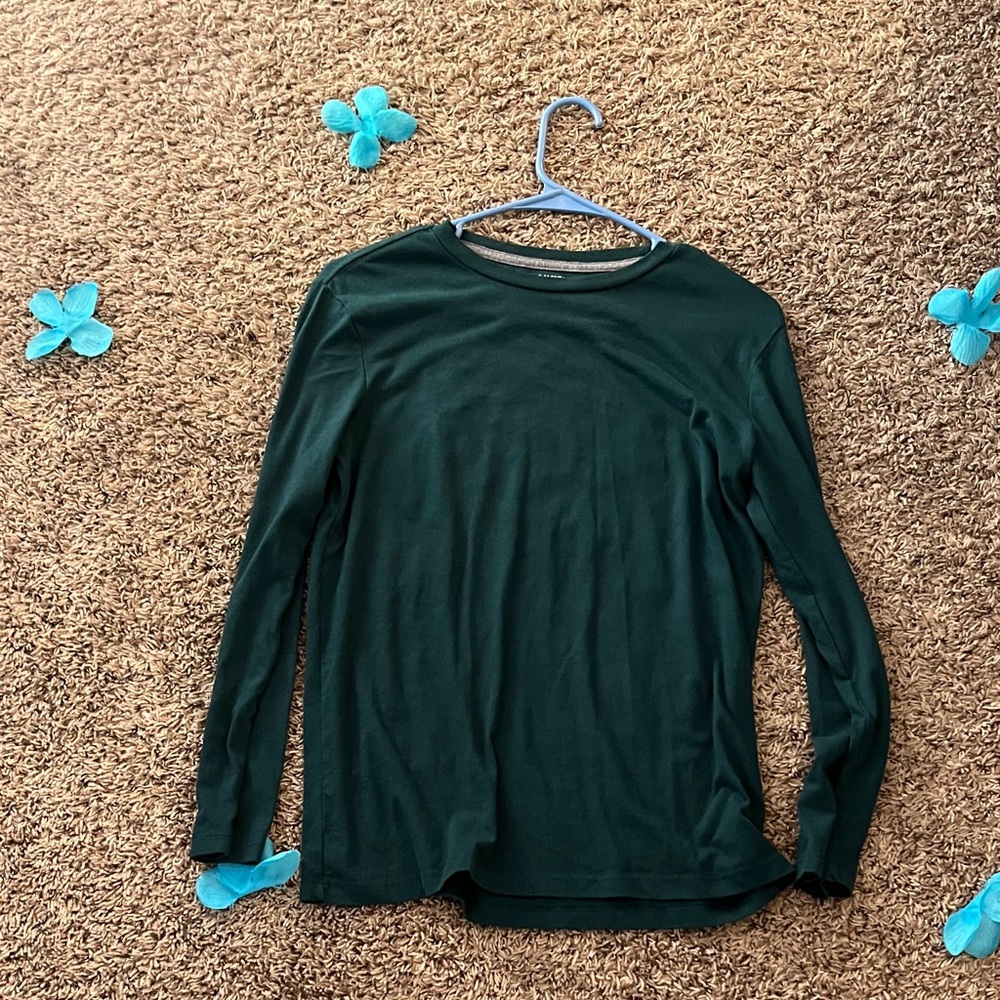 Boys 13-16 long sleeve shirt dark green.
